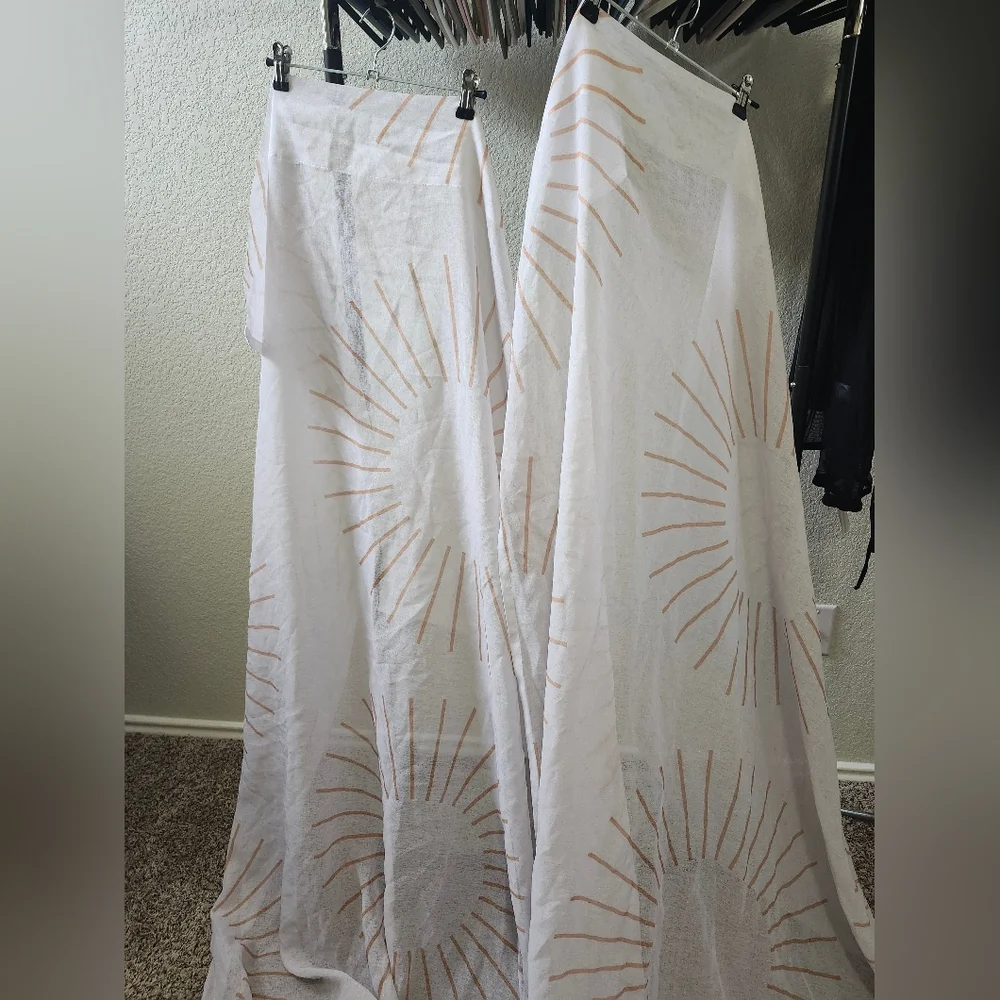 Society6 White and Tan Sunburst Curtains